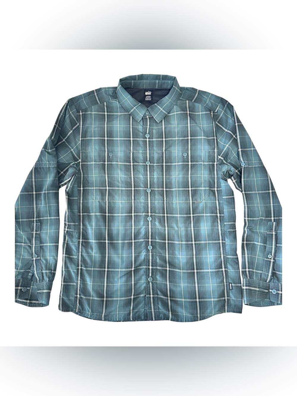 REI Green Plaid Long-Sleeve Button-Up Shirt